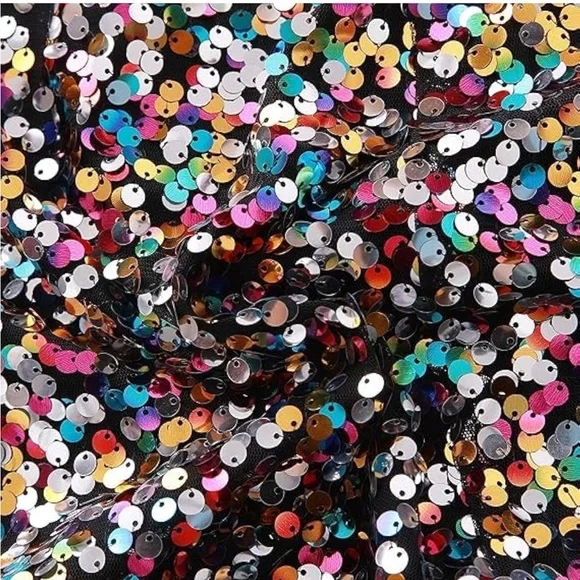 NWOT Sparkling Multicolor Sequin High Waist Shorts - Picture 4 of 7